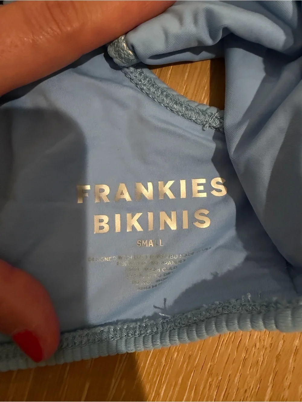 Frankie's Bikinis light blue ribbed bikini set